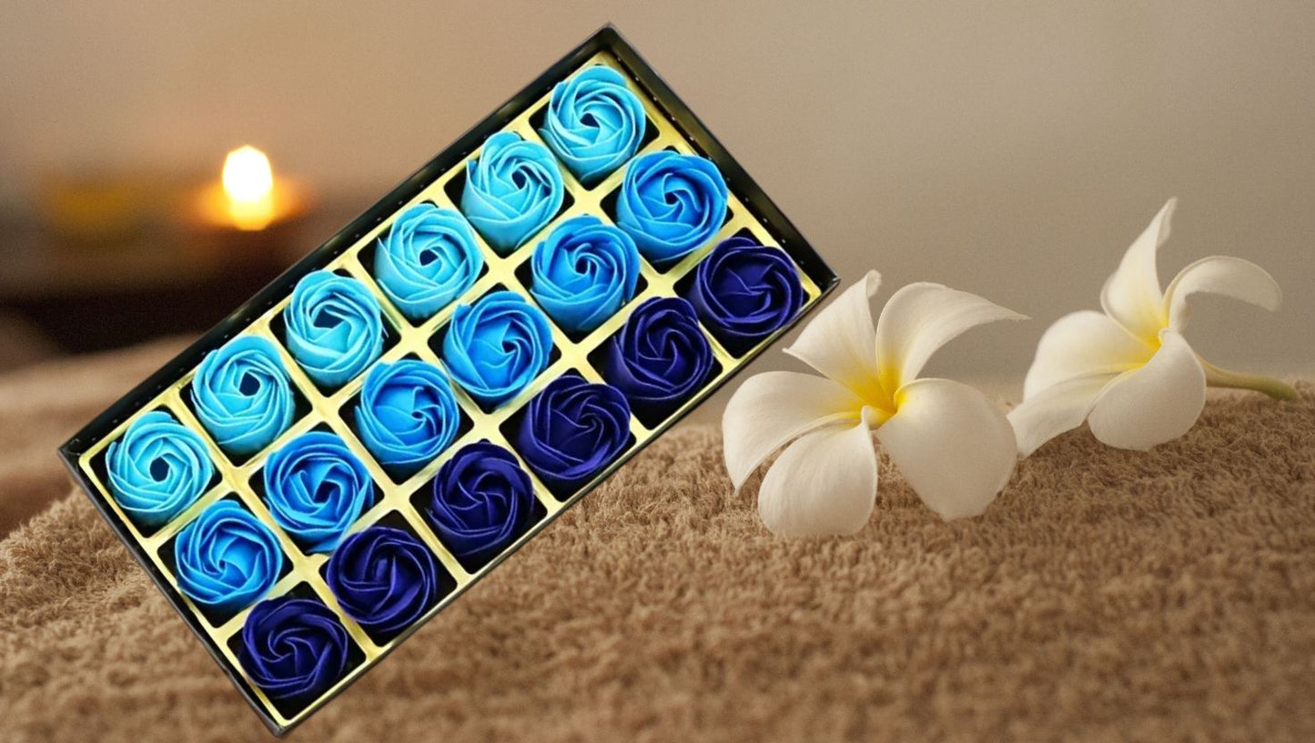 Set of 18, Gift Box with Soap Flowers, Rose Soap Flower Gift Box
