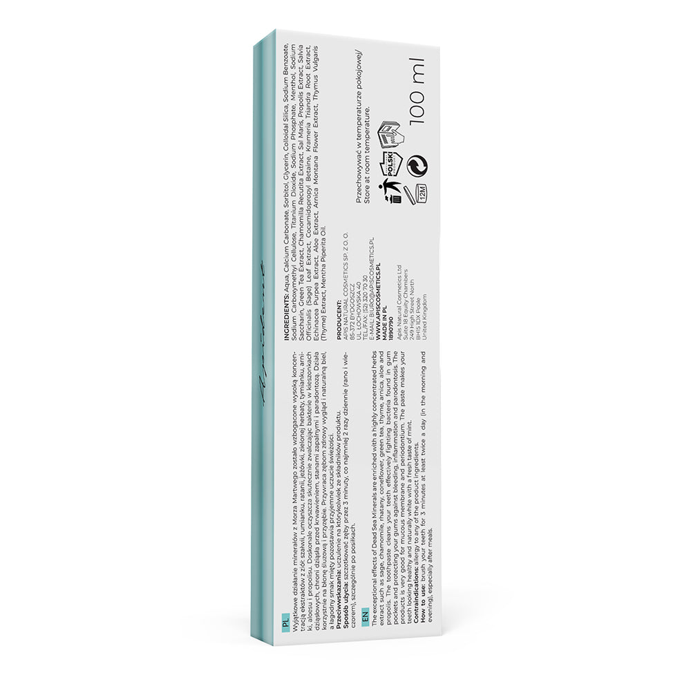 Apis Optima Apident toothpaste with Dead Sea minerals and fresh mint - deep cleansing and natural whitening | 100ml