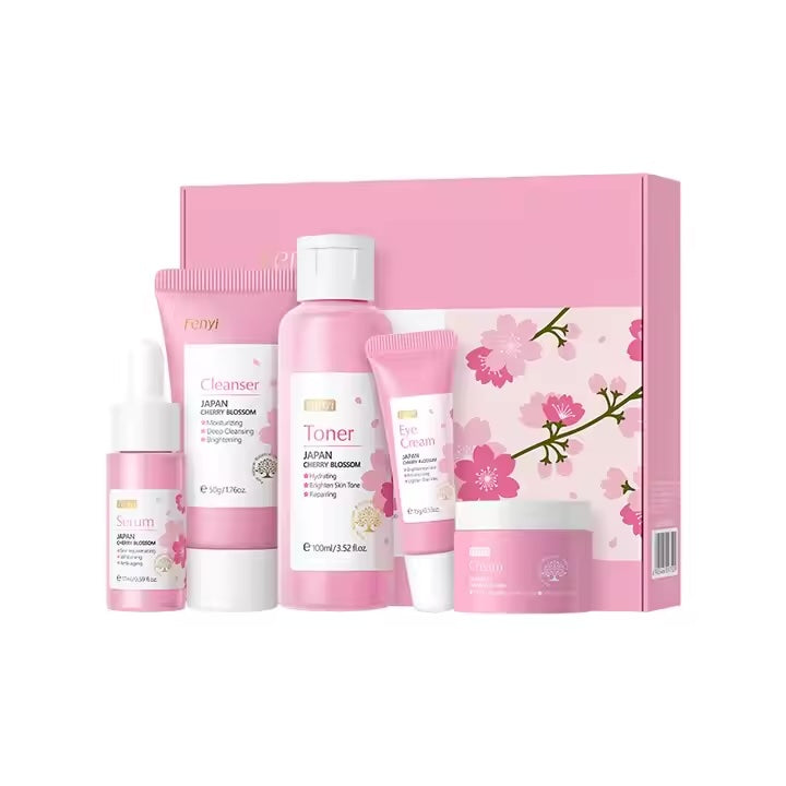Hydrating Smooth Heal Dry Skin Moisturizing Reduce Fine Lines Brighten Skin Tone 5Pcs FENYI Sakura Skincare Facial Skin Care
