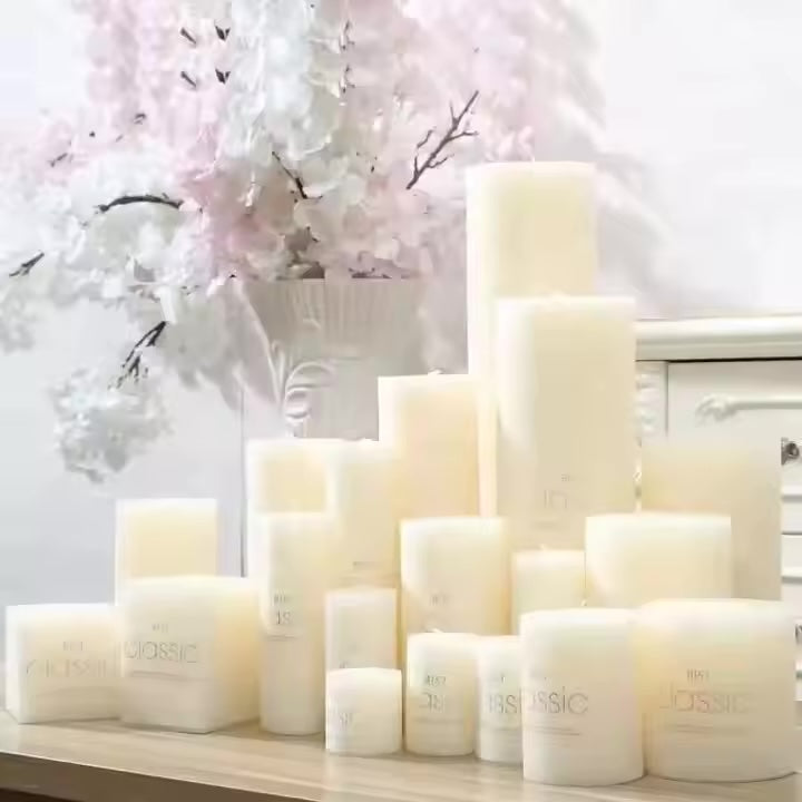 Ivory Elegant White Cylindrical Candle