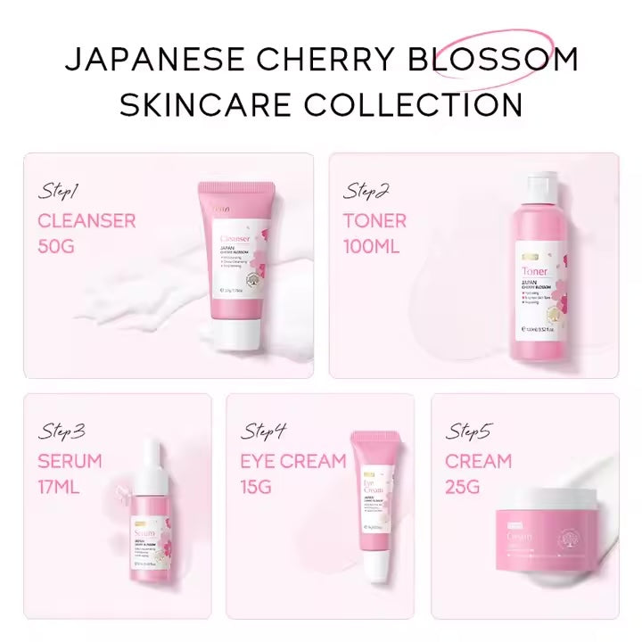 Hydrating Smooth Heal Dry Skin Moisturizing Reduce Fine Lines Brighten Skin Tone 5Pcs FENYI Sakura Skincare Facial Skin Care