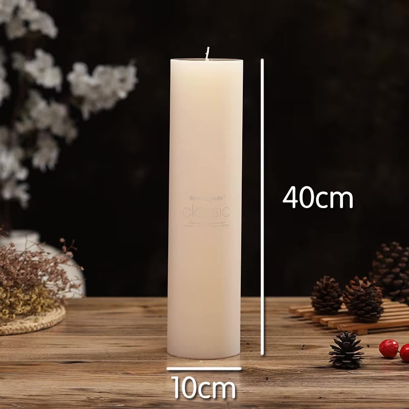 Ivory Elegant White Cylindrical Candle