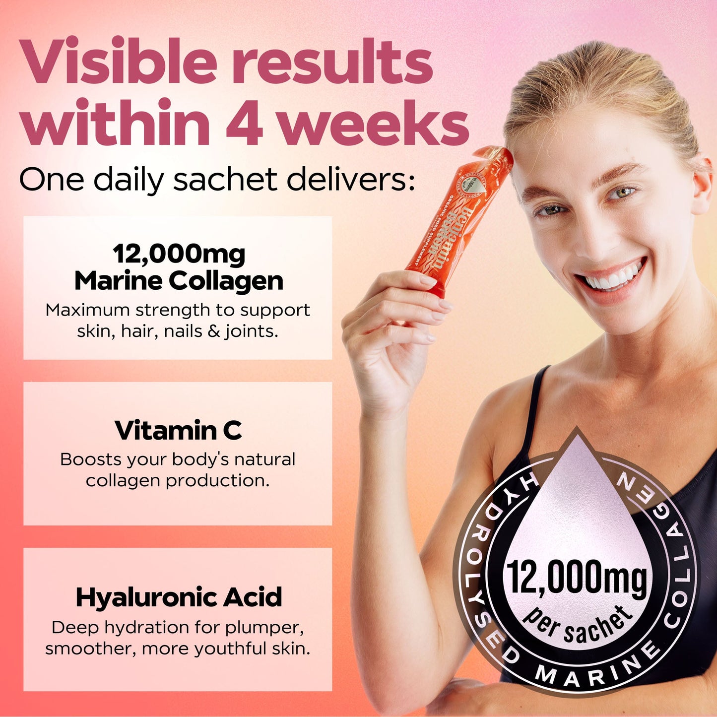 14x Orange 12,000mg Marine Collagen Liquid Sachets