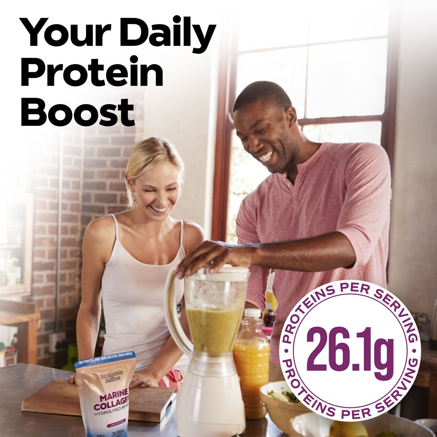 Marine Collagen Powder – 93% Protein, Wild-Caught, 400g Unflavoured | Benjamin Button