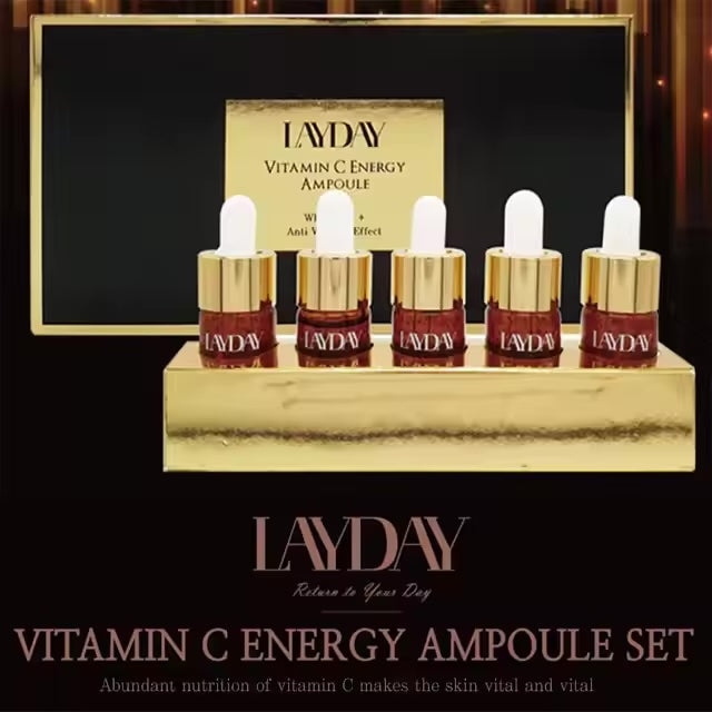 Vegan OEM Korean Skin Care Beauty Collagen UV Protection Vitamin C Energy Ampoule Set Hydrating PDRN Whitening Gold Main