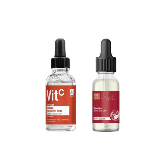 Vitamin C & Hyaluronic Acid Anti-ageing Facial Serum 30ml + Vegan Collagen Repairing Eye Serum.